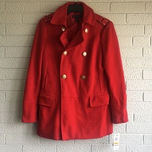 INC red pea coat NWT